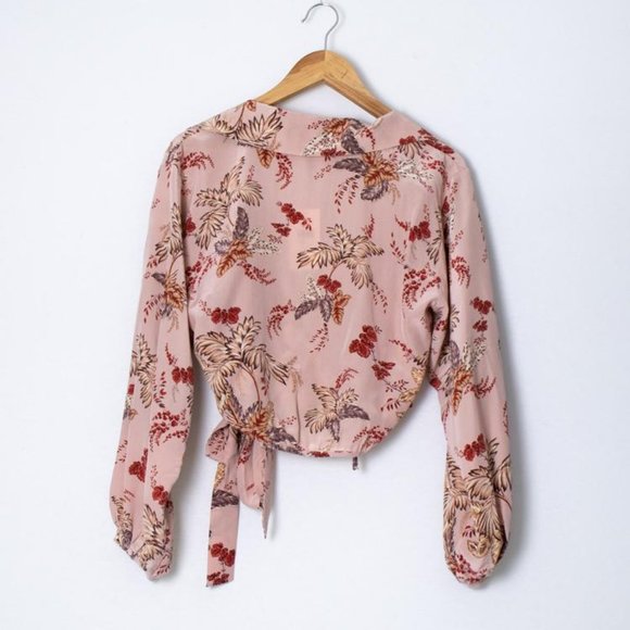 TIGERLILY Silk Mazari Long Sleeve Wrap Crop Top Blouse RRP$249 - Picture 11 of 13